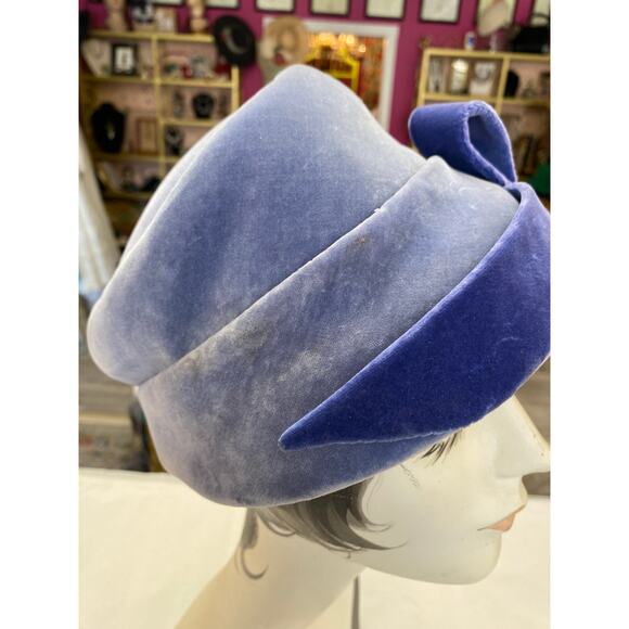 1950s 2 tone blue velvet avant garde hat 50s fashion millinery paris france mcm main image 8